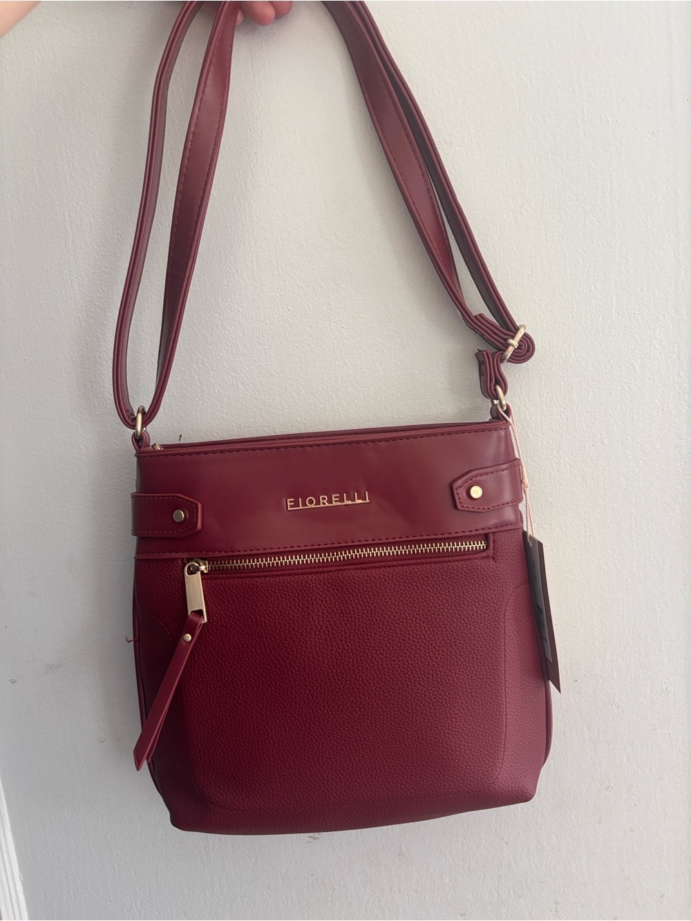 Fiorelli Wine Red Crossbody with Front Zip Pocket